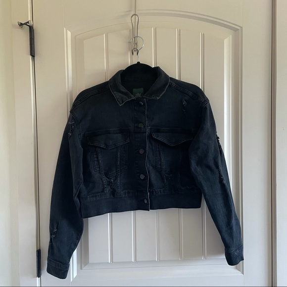 Wild Fable Black Cropped Trucker Denim Jacket XS - Picture 2 of 14